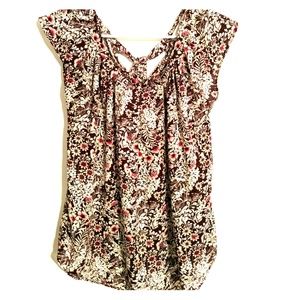 Lauren Conrad Floral Short Sleeve Blouse